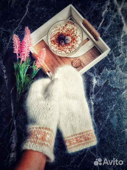 Варежки из пуха норки