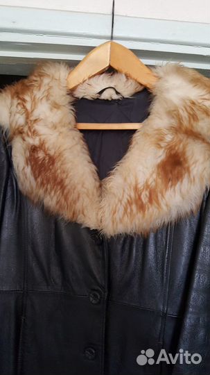 Пальто кожаное, женское, р. 46-48, черное