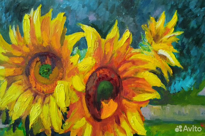 Картина Подсолнухи Цветы Живопись Магнит Успеха