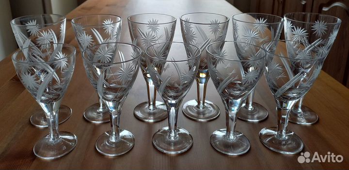 Хрустальные фужеры бокалы рюмки стопки стаканы