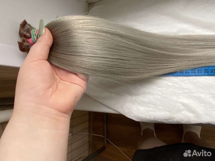 Волосы натуральные 45 см пепельный блонд