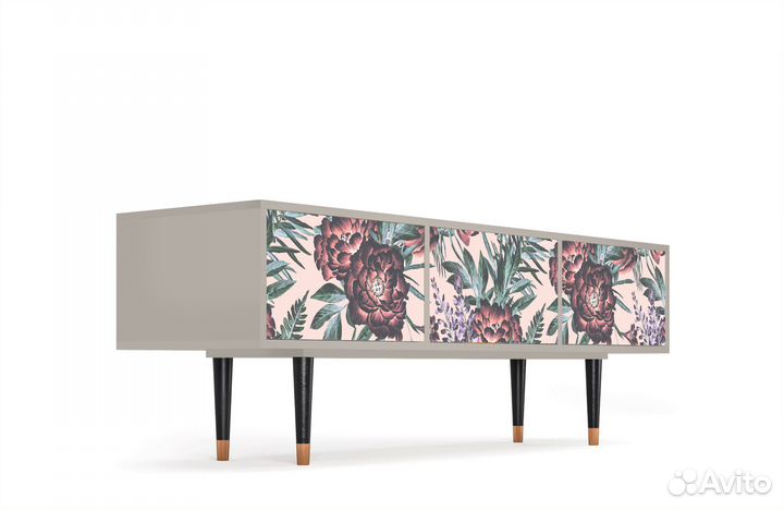 Тв-тумба T4 - Сатин - Peach Peonies