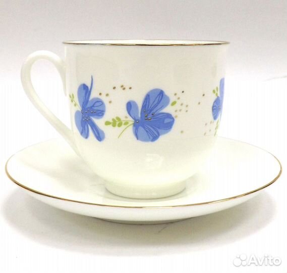 Чашка с блюдцем Ифз Ландыш, Голубые цветы 180мл