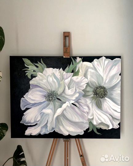 Картина маслом «анемоны»