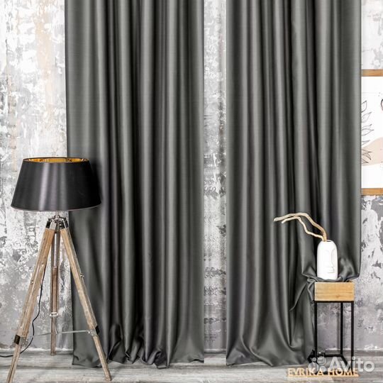 Портьеры блэкаут Амадео Графит шторы