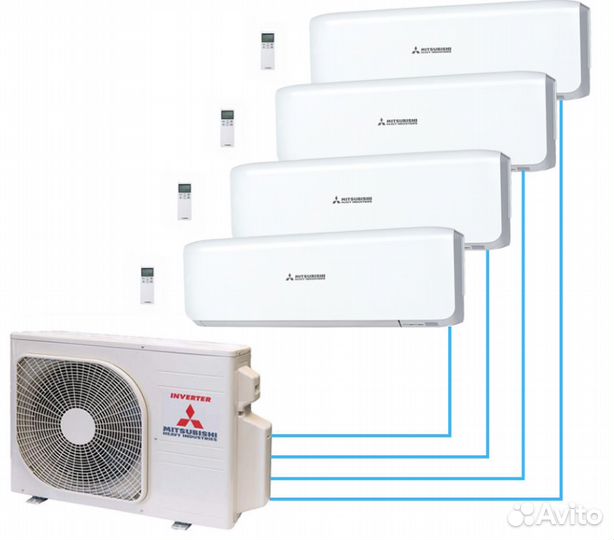 MH SCM80zм-S1 (мах 4 внутр.) + SRK25ZS-W 4 шт