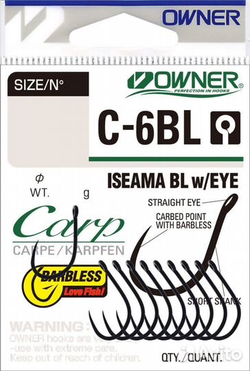 Крючок owner 53266 (C-6BL) carp iseama W/EYE BL