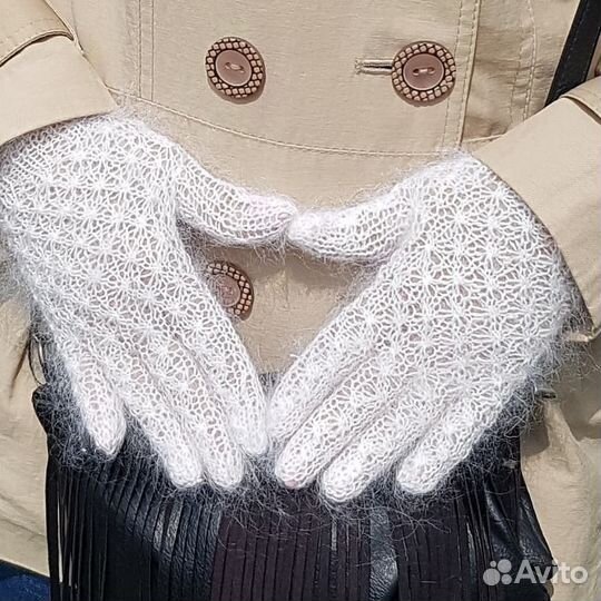 Перчатки ажурные пуховые женские Ручная работа