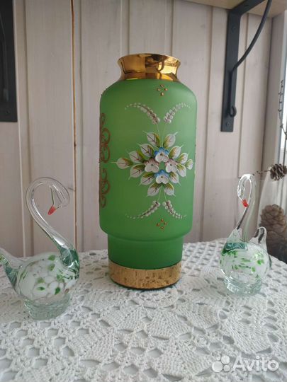 Ваза богемское стекло лепка