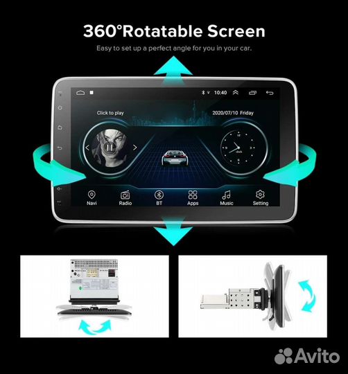 Магнитола 1Din Вращающиеся Экран 360. 2/32Gb
