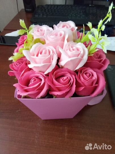 Красивый Букетик из 15 мыльных роз