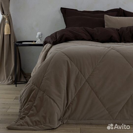 Бархатное покрывало Богема кофе на диван