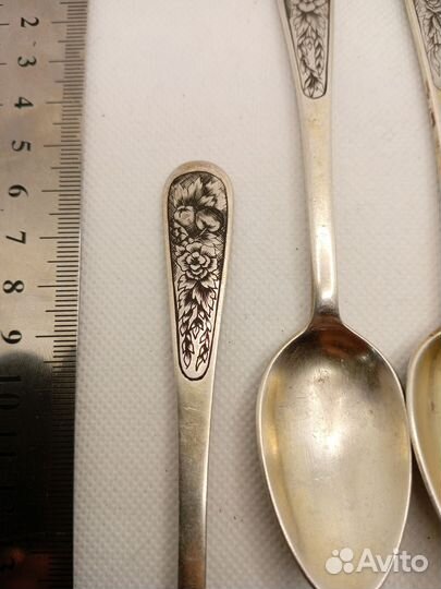 Ложки серебро 875 пробы Северная чернь