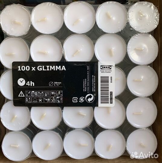 Икеа глимма свечи/100шт в упаковке