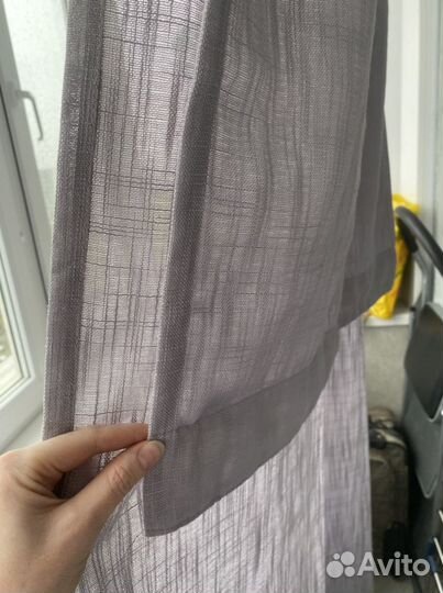 Шторы тюль лён лавандовый