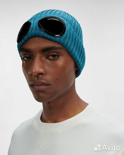 C.P. Company Merino Wool Goggle Beanie шапка синяя