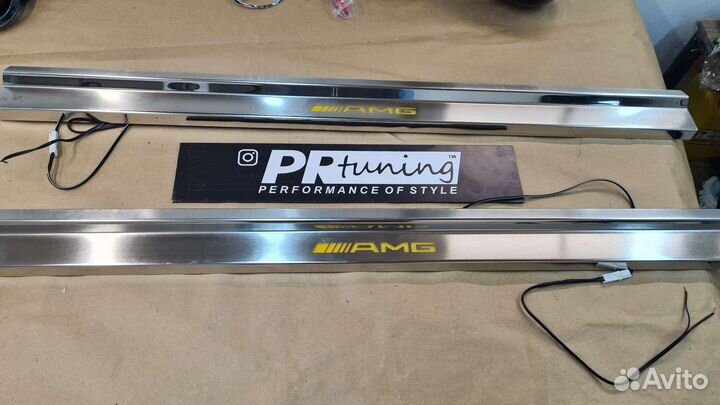 Металлические накладки на пороги амг c124 купе