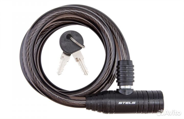 Трос-замок 12х1500мм 87301 stels с ключом, чёрный