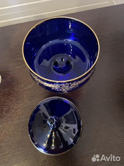 Конфетница, бокалы Bogemia винтаж