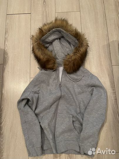 Зип худи с мехом на капюшоне sk8 archive y2k