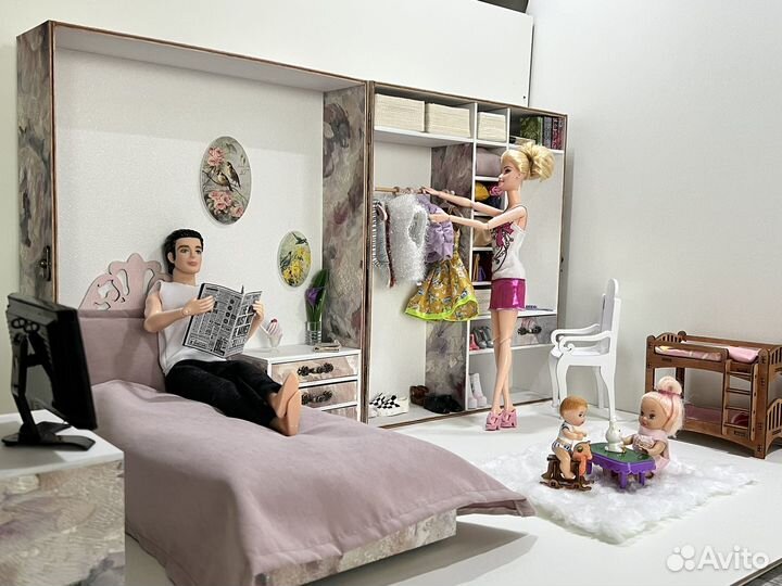 Кукольный домик для барби с мебелью