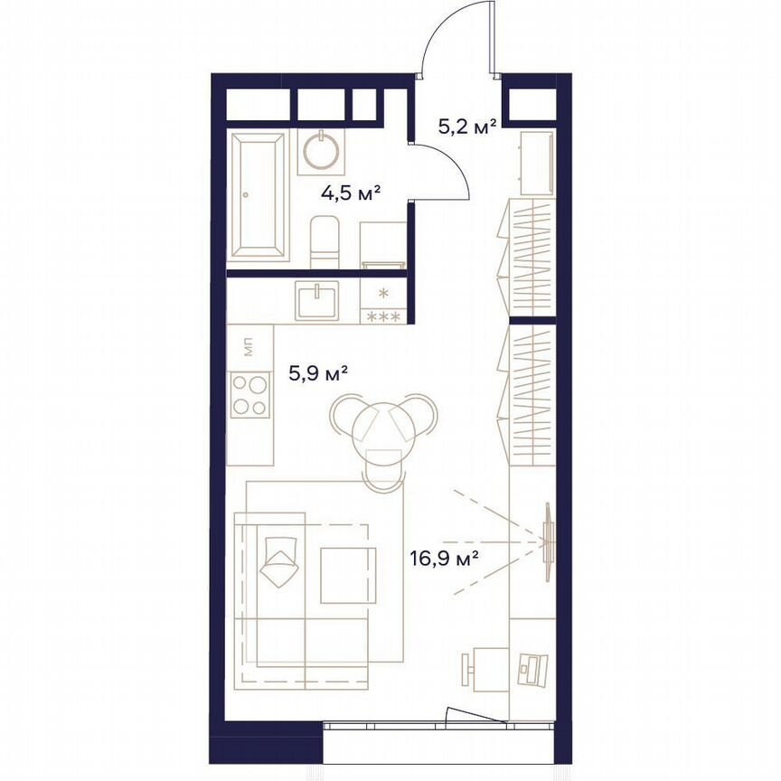 1-к. квартира, 32,5 м², 3/24 эт.