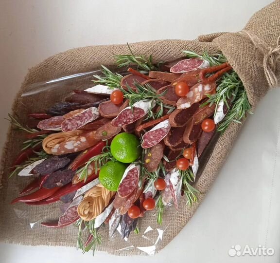 Мужской букет, съедобный букет, букет из колбасы