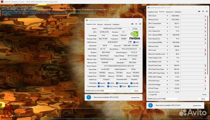 RTX 3060 12Gb (Гарантия) Asus K.O. (top)