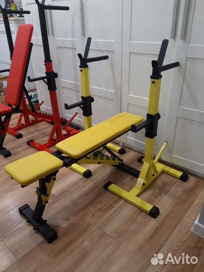 Скамья силовая для жима и стойки с подстраховкой