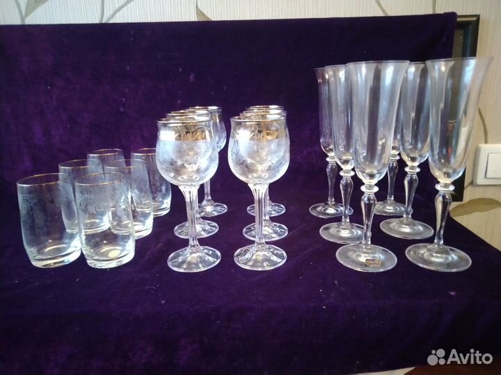 Шикарные фужеры Чехословакия новые в упаковке