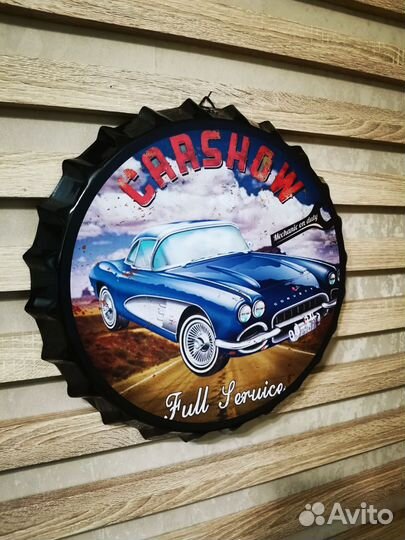 Декор на стену пробка пивная Car show Corvette
