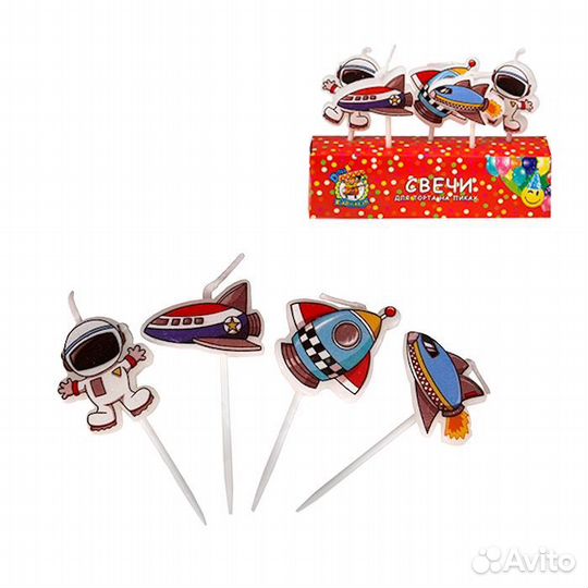 Свечи д/торта на шпажках Полёт в космос (5 шт.уп.)