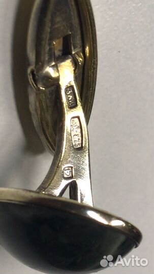 Запонки СССР серебро, позолота