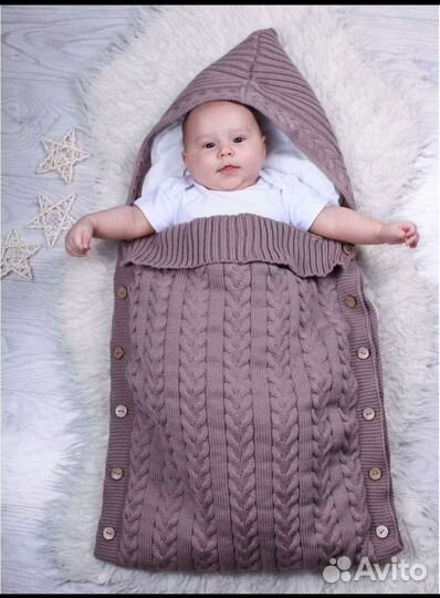 Конверт вязанный на выписку новорождённого