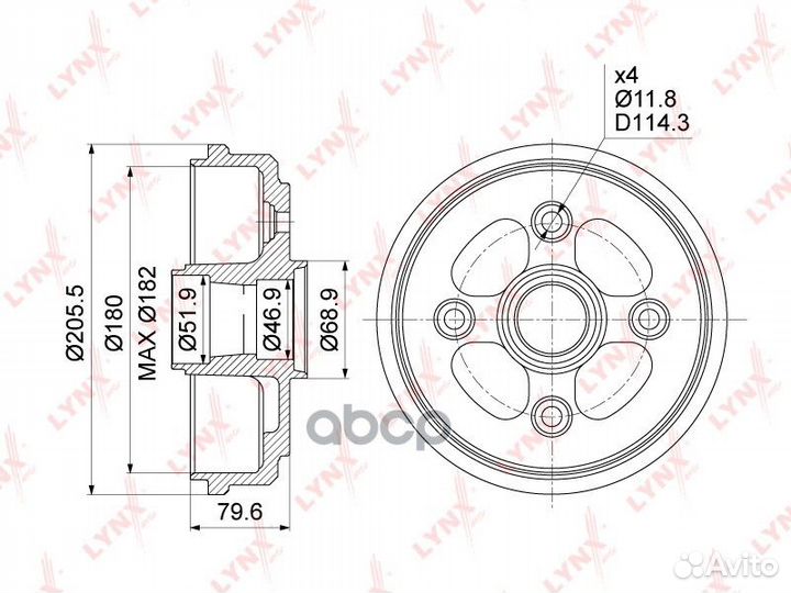 Барабан тормозной зад BM1017 lynxauto