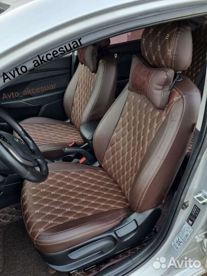 Чехлы Hyundai Solaris - Kia Rio - LADA Vesta Корич