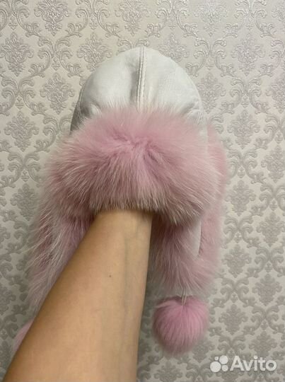 Детская шапка натуральная кожа натуральный писец