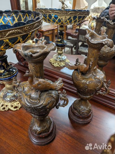 Вазы. Регюль. Парные. С павлином