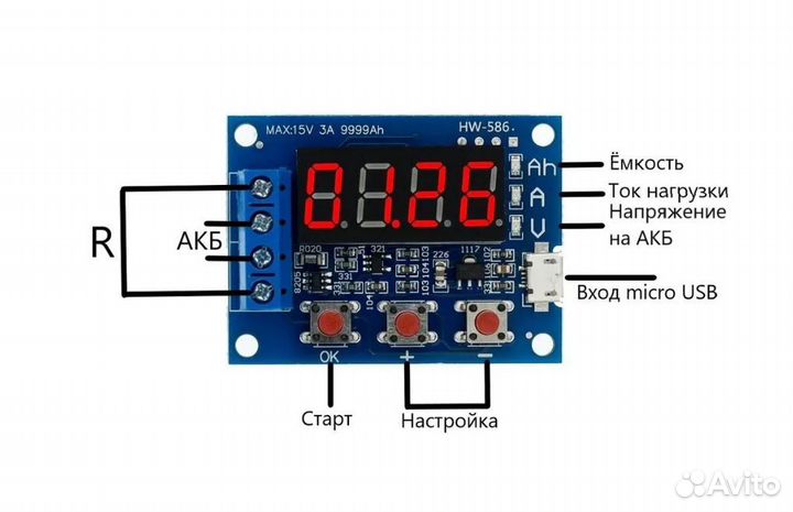 Тестер аккумуляторов ET ZB2L3