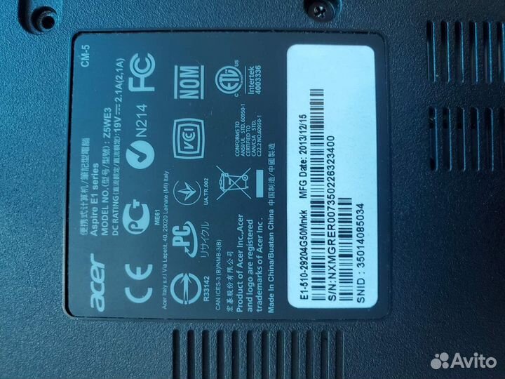 Ноутбук Аcer aspire E1