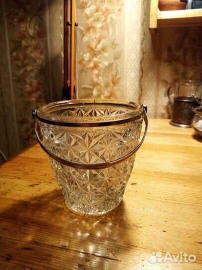 Ваза конфетница резное стекло СССР