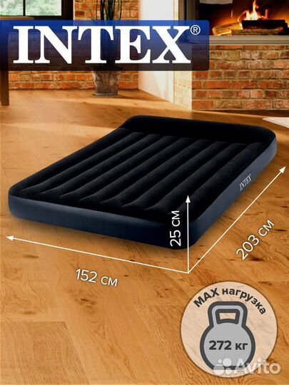 64143 intex надувной матрас 152х203х25 см