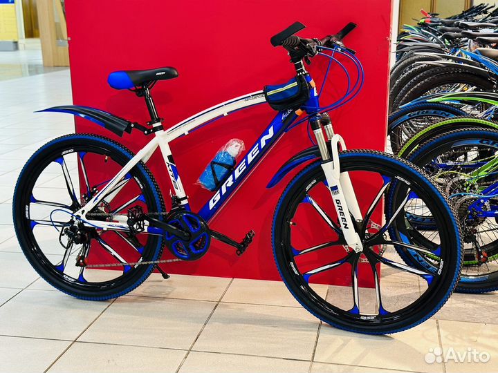 Велосипед горный на литых дисках 26R (бело-синий)