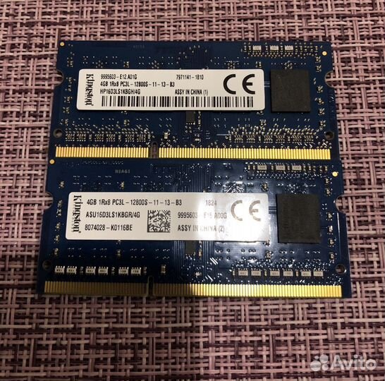 Оперативная память SO-dimm DDR3L 2X4Gb