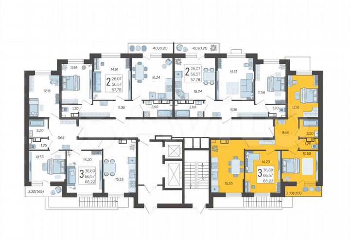 3-к. квартира, 68,2 м², 1/12 эт.