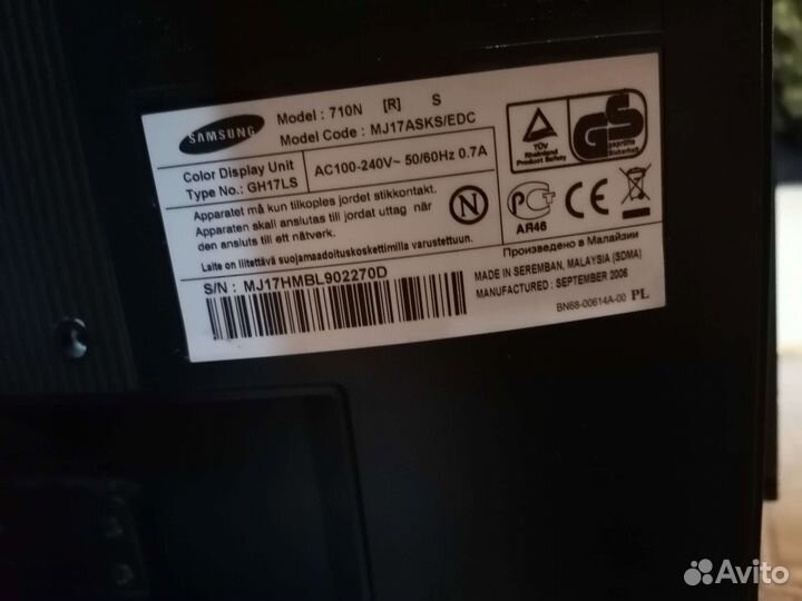 Монитор samsung syncmaster 710n