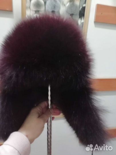 Шапка ушанка с мехом песца