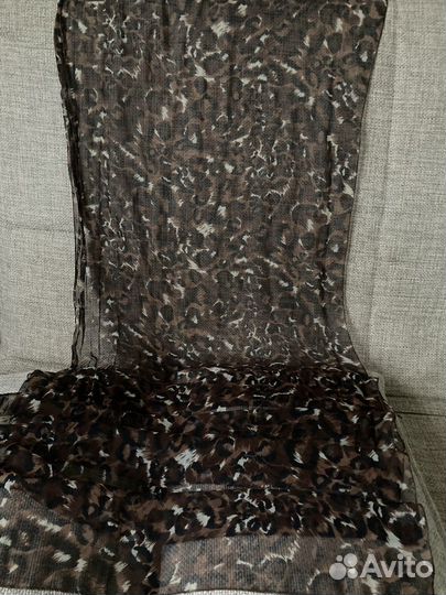 Шарф прозрачный с леопардовым принтом, женский