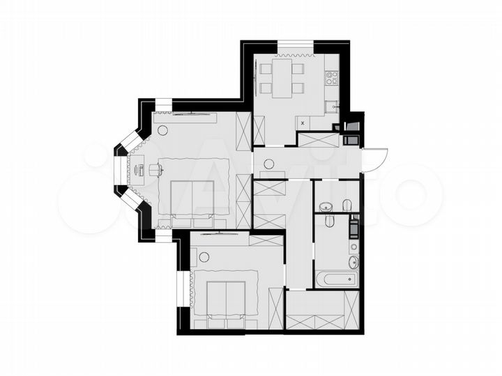 2-к. квартира, 77,6 м², 20/26 эт.