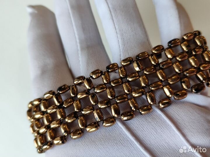 Браслет позолота бисер плетение Чехия